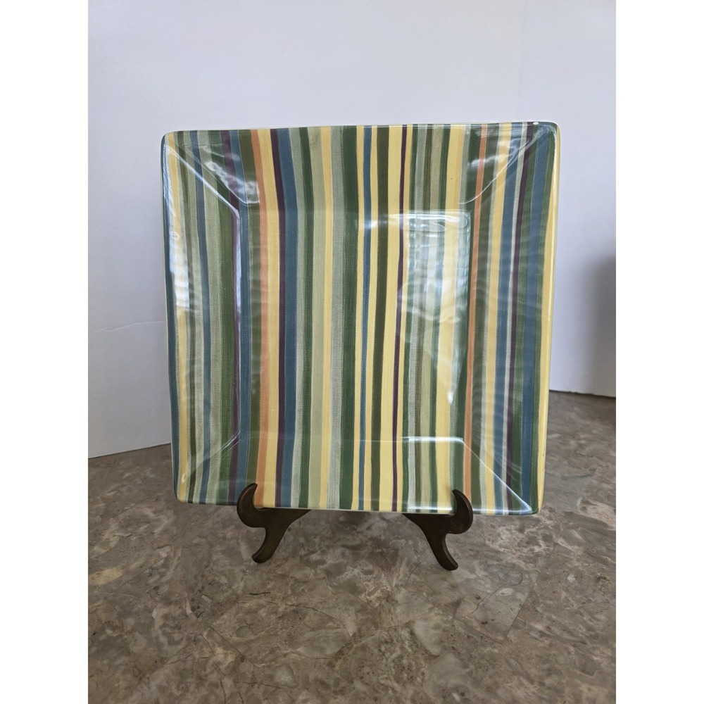 Tabletops Gallery Aurora Square Striped Plate Dinner Plate 10" x 10" Replacement